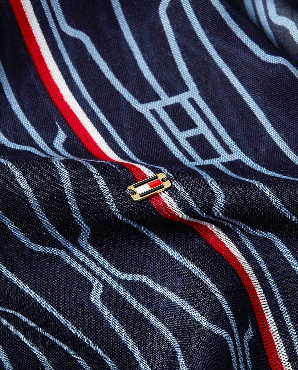 Écharpe com Estampado de Bandeiras - Azul-Marinho Azul-marinho-4