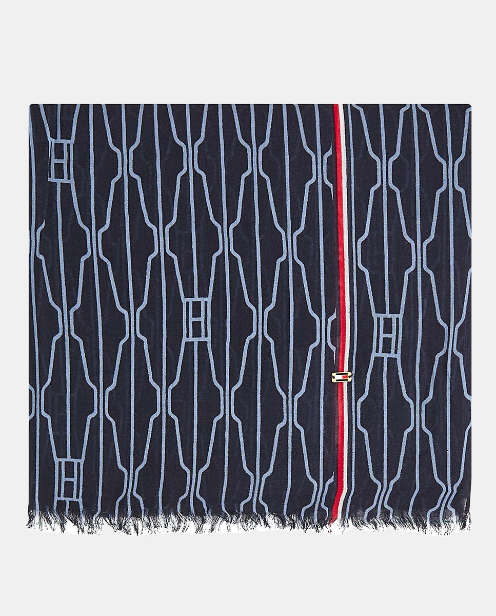 Écharpe com Estampado de Bandeiras - Azul-Marinho Azul-marinho-3