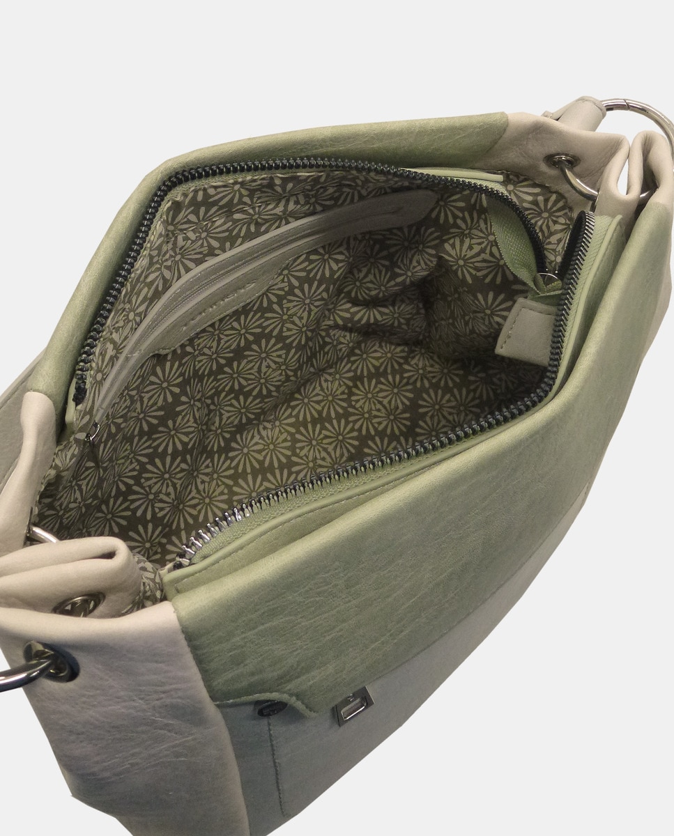 Mala Hobo com Alça de Tiracolo Amovível Verde-claro-3