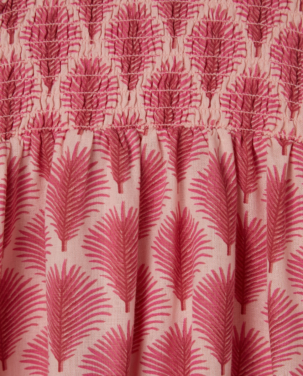 Vestido niña lino estampado Fucsia-3