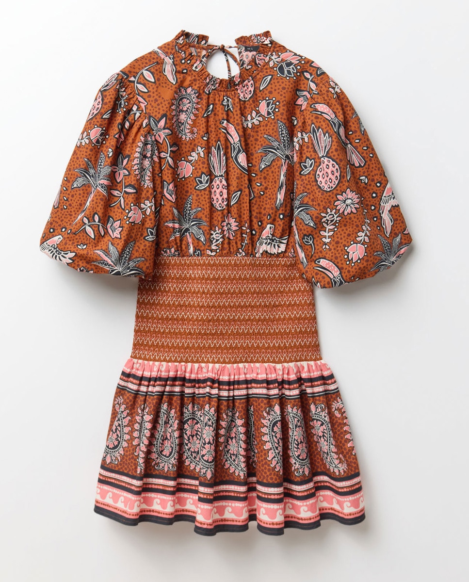 Vestido com Elásticos na Cintura Rosa-6