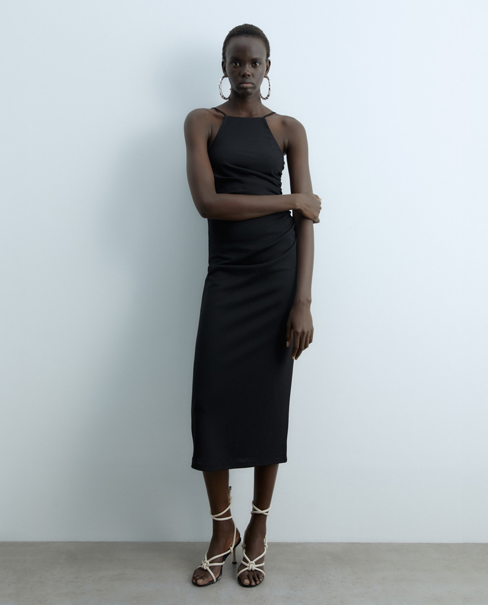 Vestido Midi Cintado Preto-1