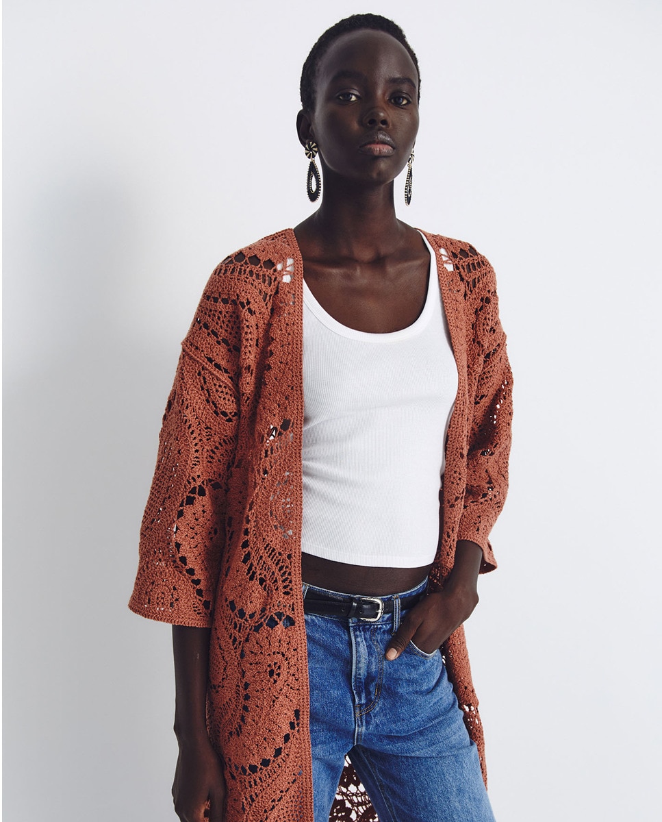 Corte Inglés Kimono Largo Mujer Sfera Kimono Bordado Premium 38-40