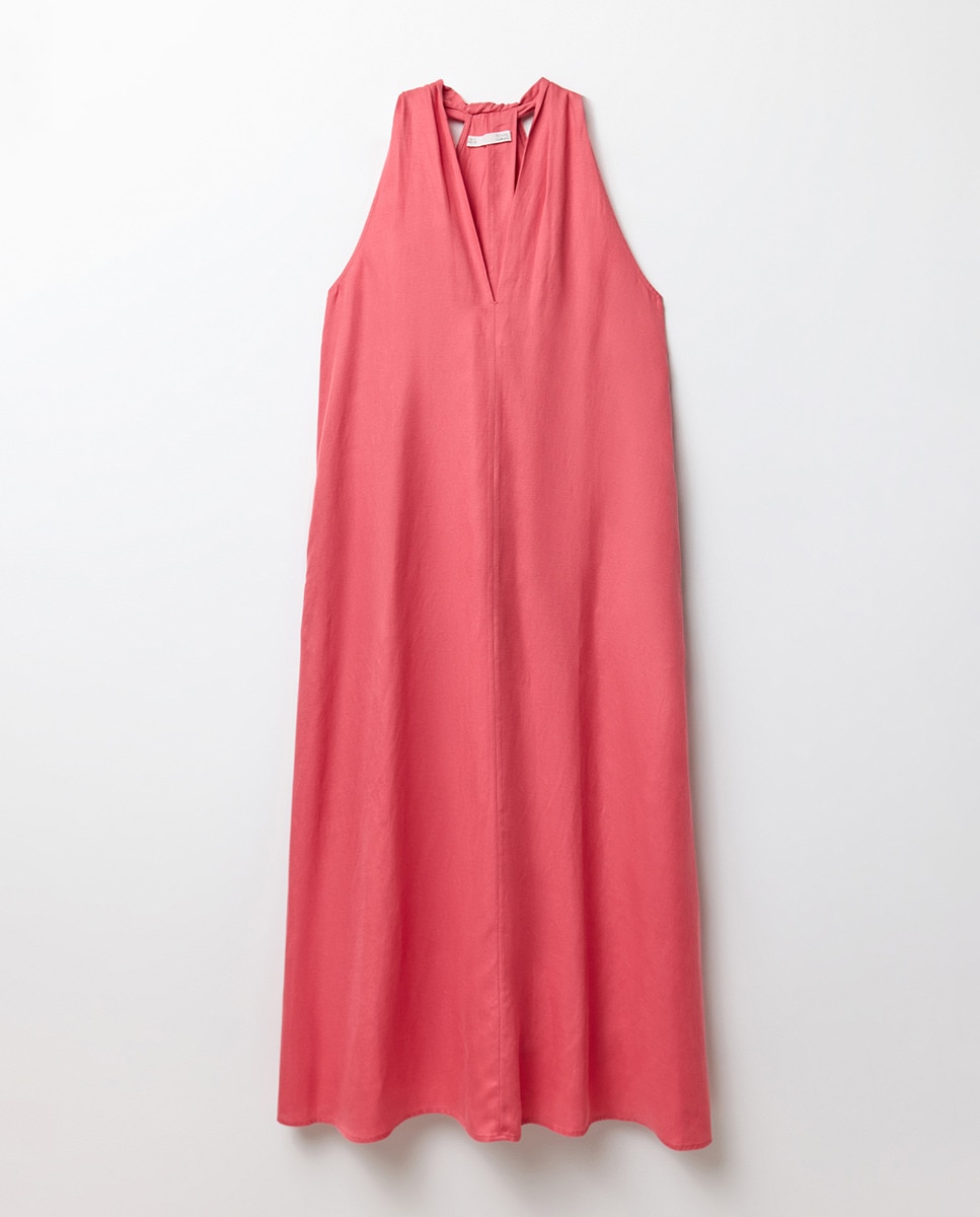 Vestido com Nó nas Costas Rosa-7