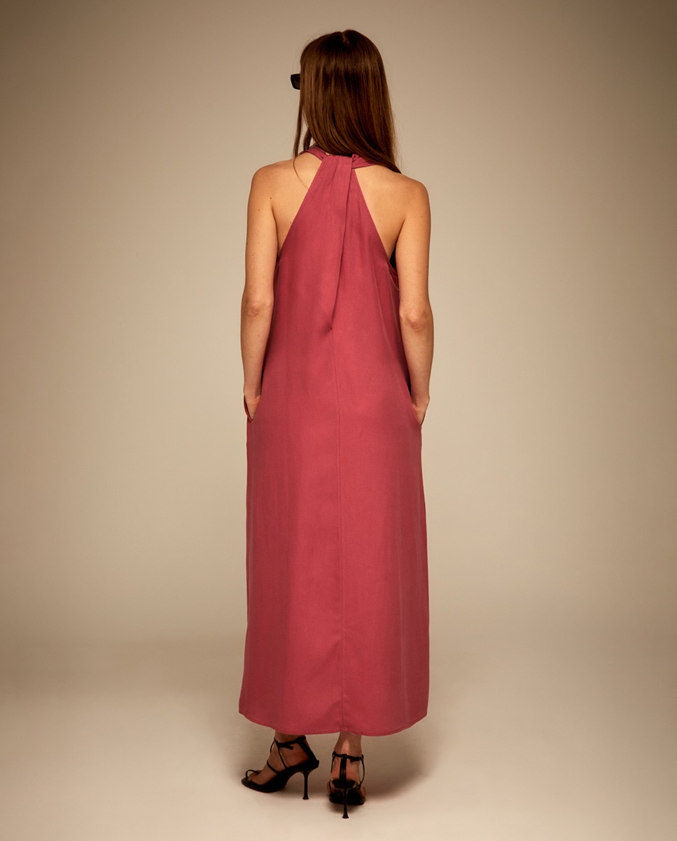 Vestido com Nó nas Costas Rosa-5
