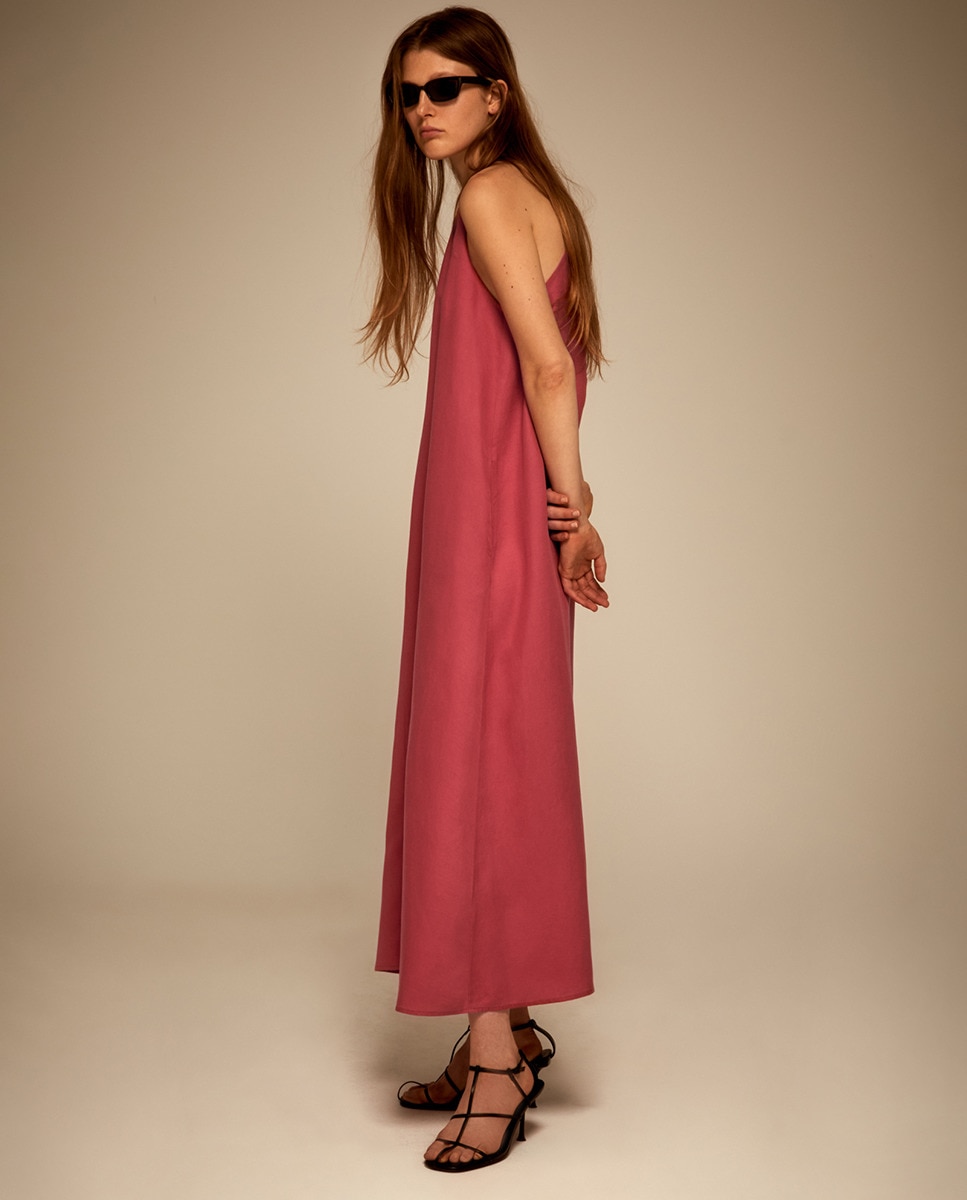 Vestido com Nó nas Costas Rosa-4