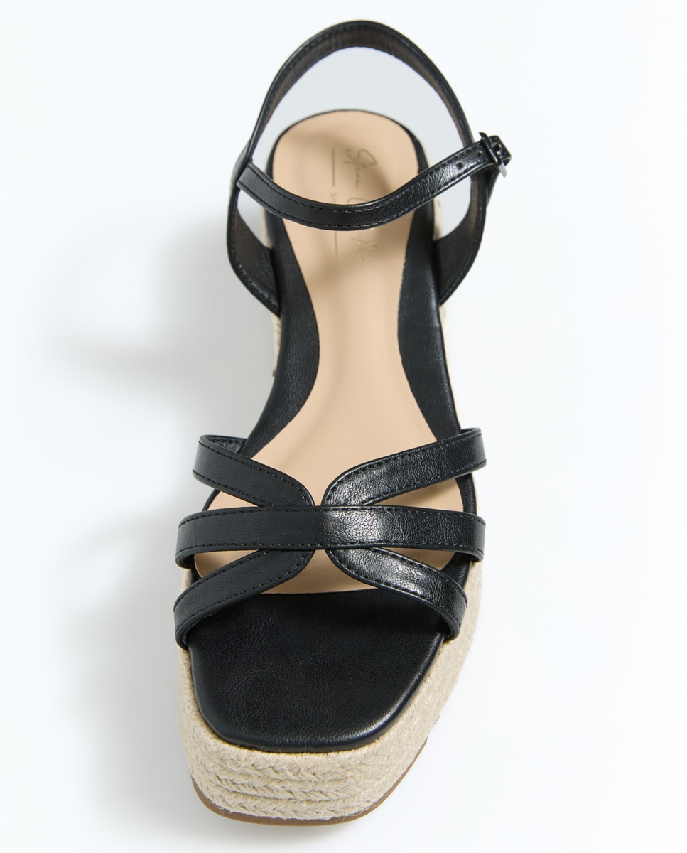 Sapatos de Cunha Baixa Básicos Preto-5