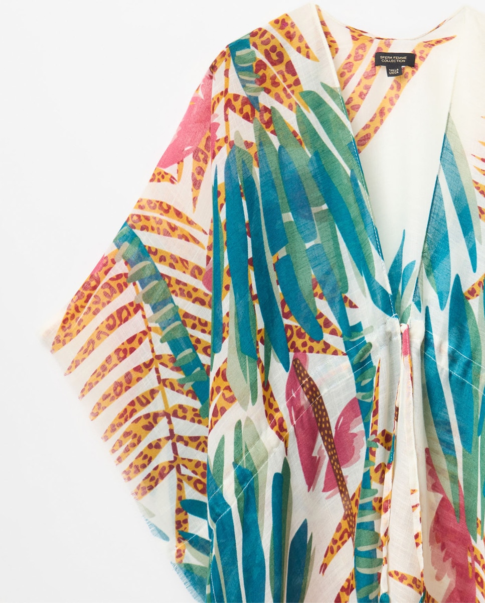 Kimono com Animal Print Tropical Multicolor-2