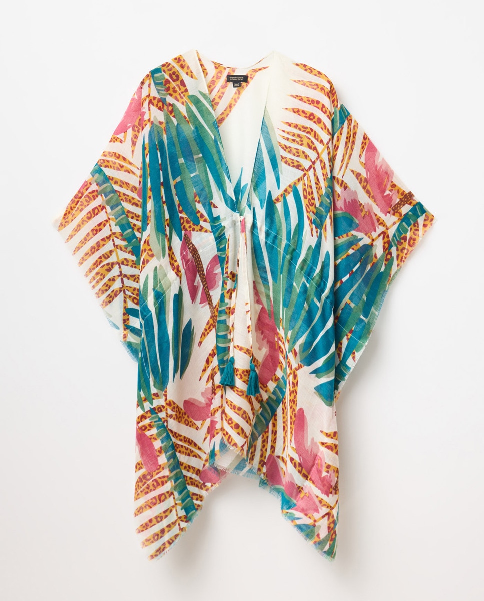 Kimono com Animal Print Tropical Multicolor-1