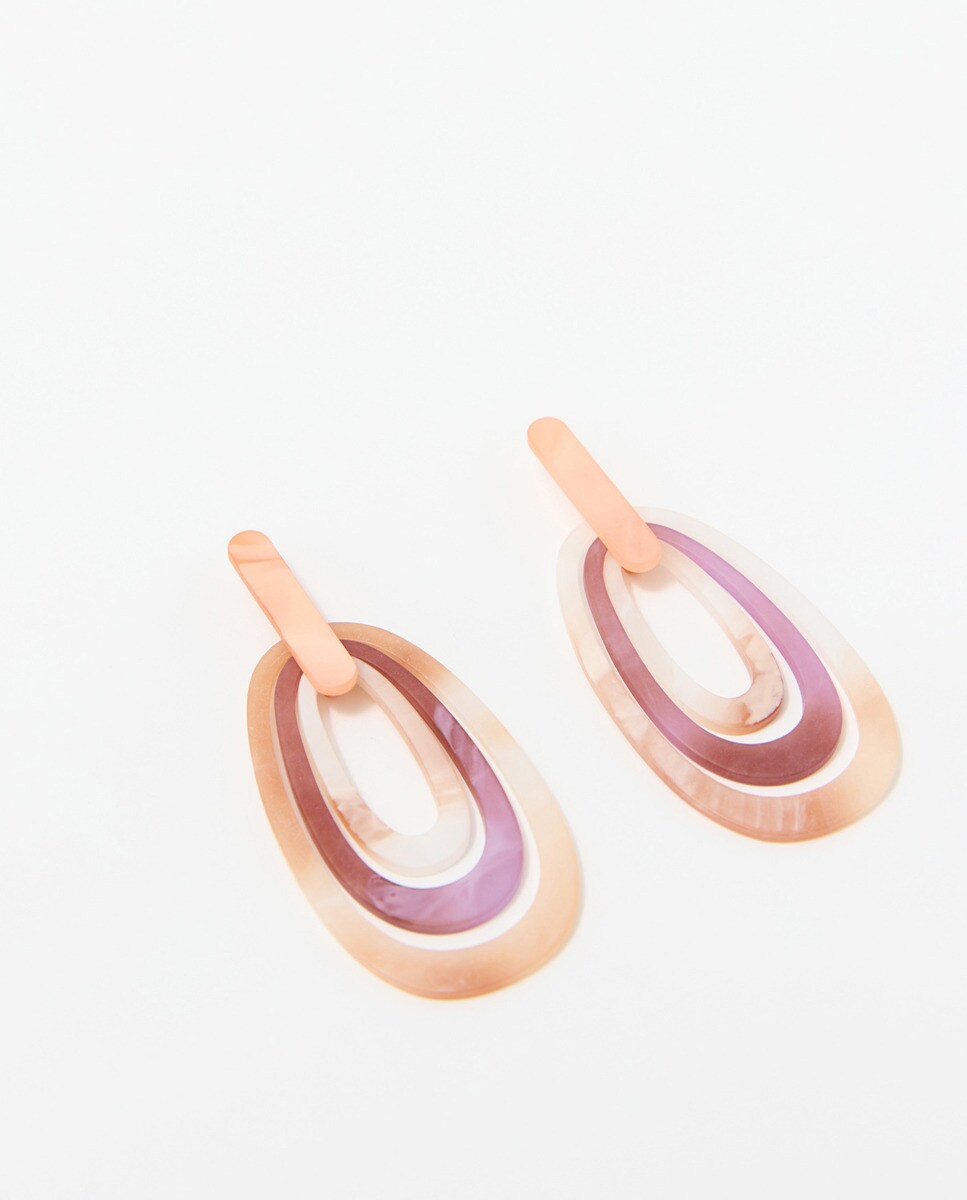 Brincos Multi-Argolas de Resina Roxo-2