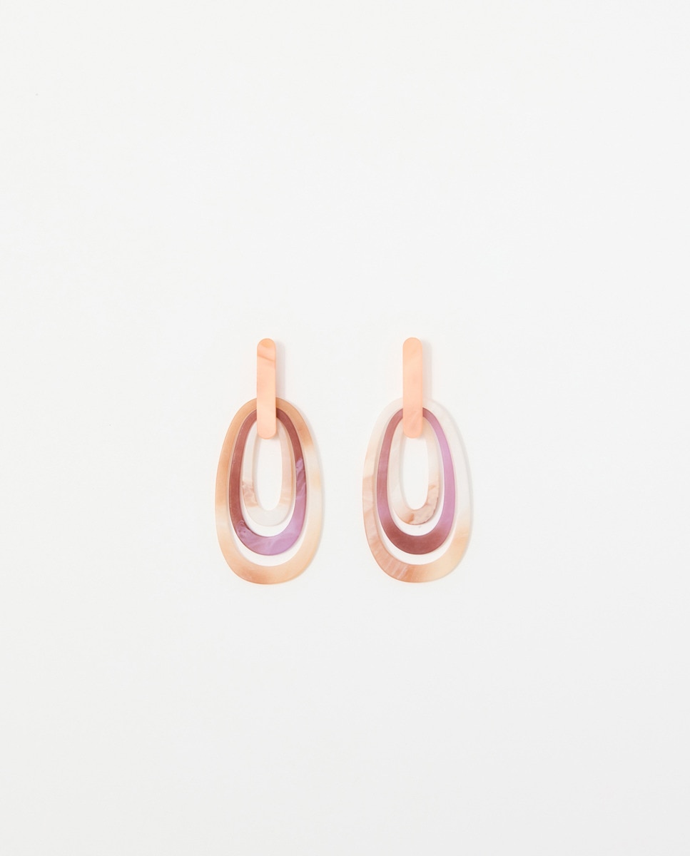 Brincos Multi-Argolas de Resina Roxo-1