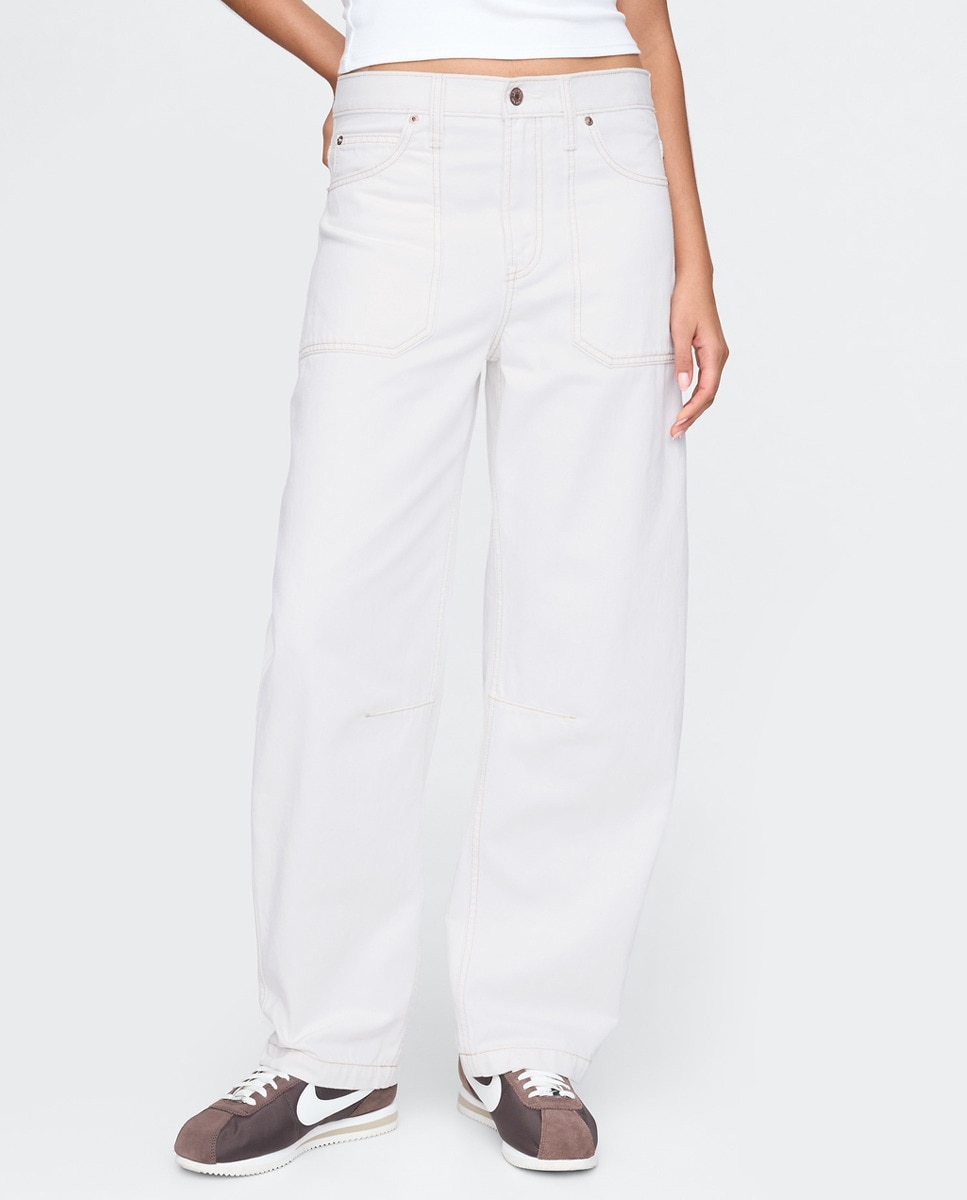 Jeans Barrel de Perna Relaxed Branco-2