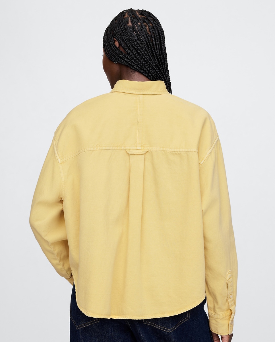 Camisa Cropped com Manga Comprida Amarelo-2