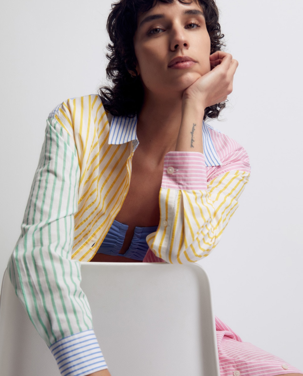 Camisa às riscas Multicolor-6
