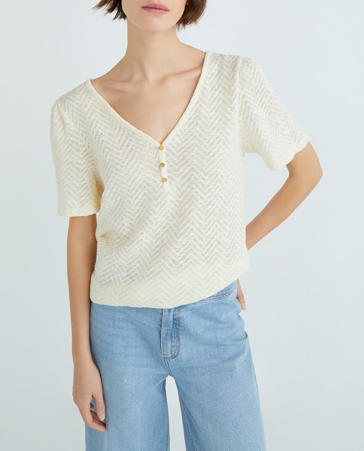 Imagen 0 de Camiseta de mujer jackard manga corta