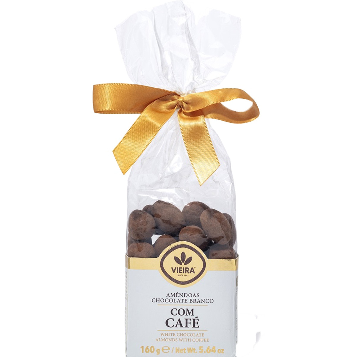 Amêndoas Cobertas de Chocolate Branco e Café embalagem 160 g