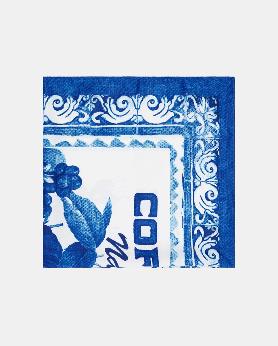 Écharpe com Carimbo Azul-2