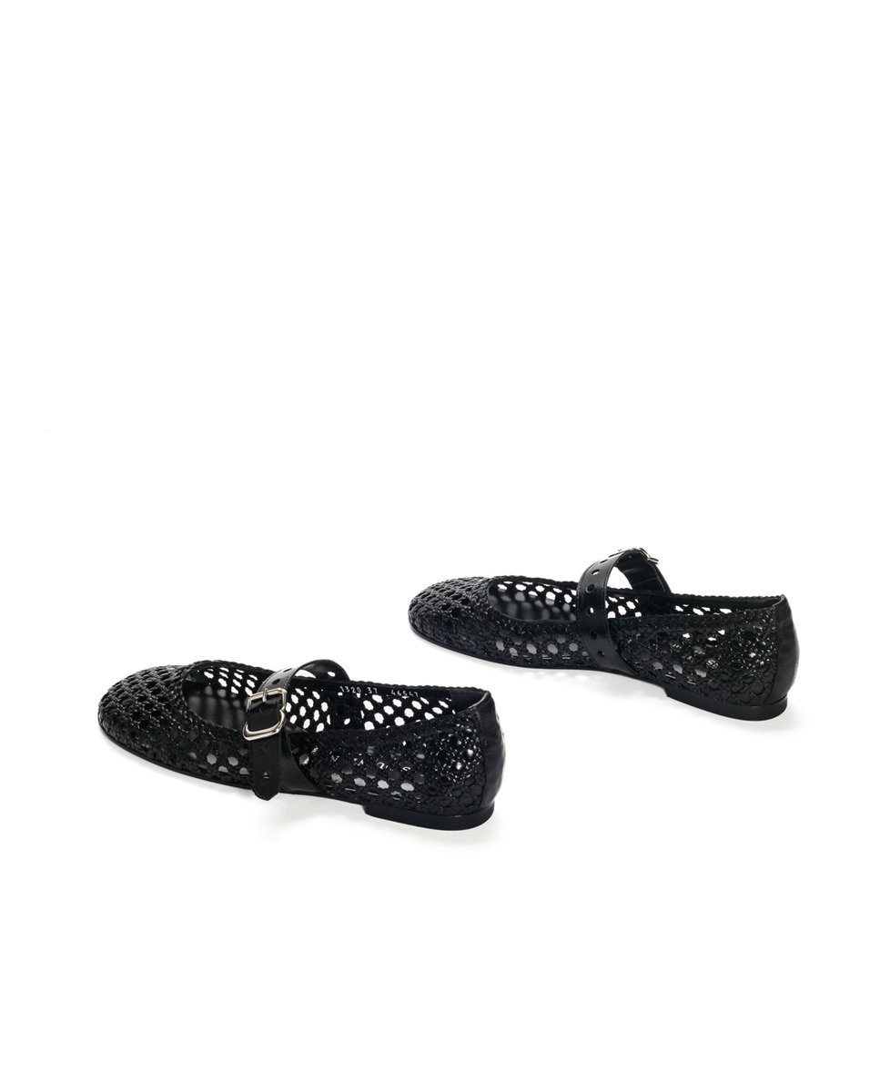 Sapatos de Presilha Neiva em Pele Entrançada Preto-3