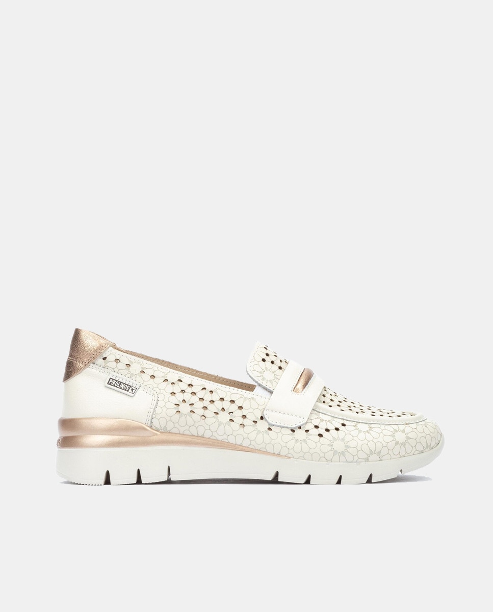 Mocassins Cantabria Desportivos em Pele Branco-1