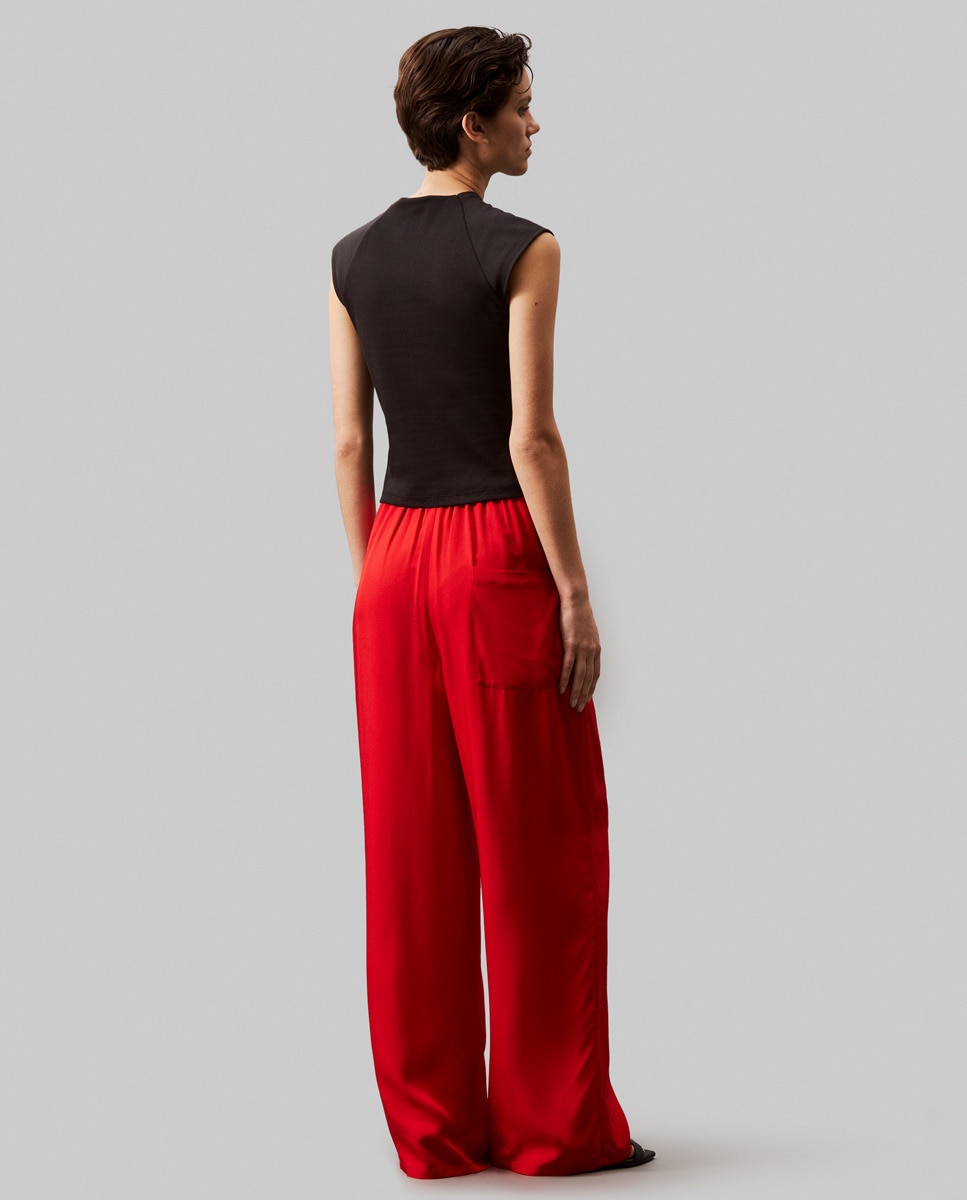 Calças fluidas Vermelho-6