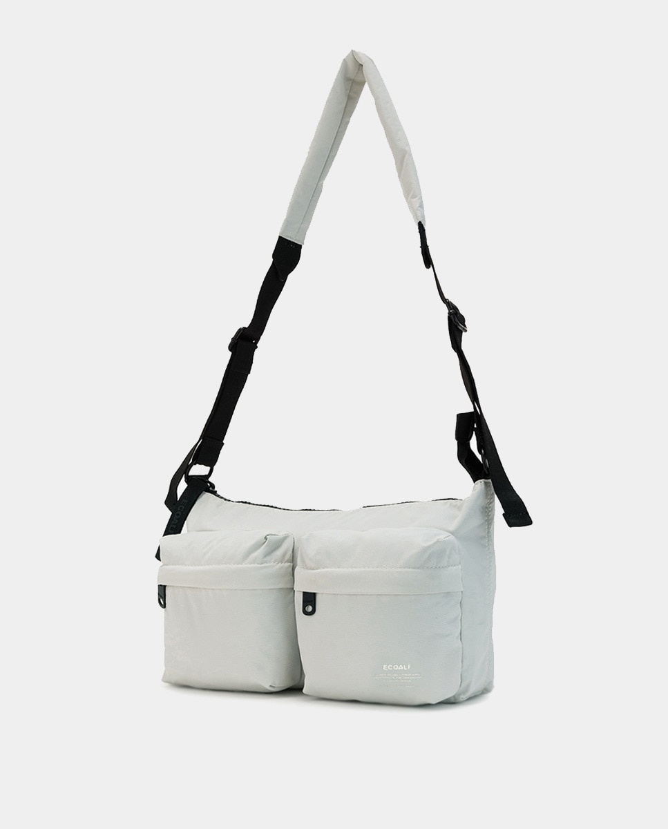 Mala de Ombro 100% Nylon Reciclado - Castanho Branco-1