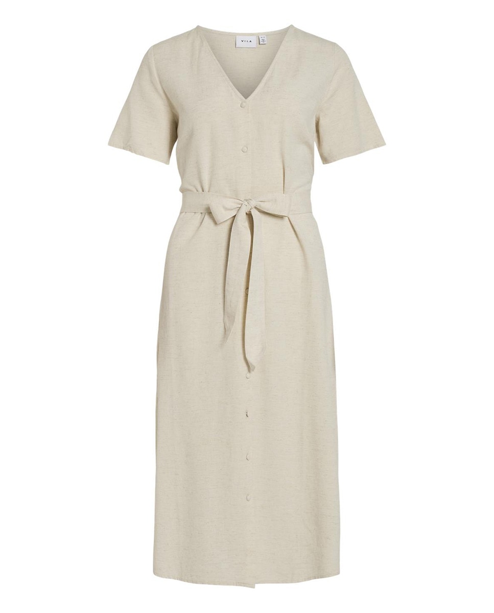 Vestido midi com decote em bico Nude-6