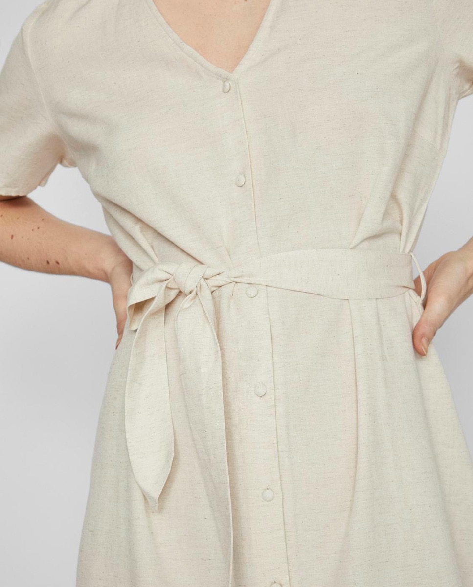 Vestido midi com decote em bico Nude-3