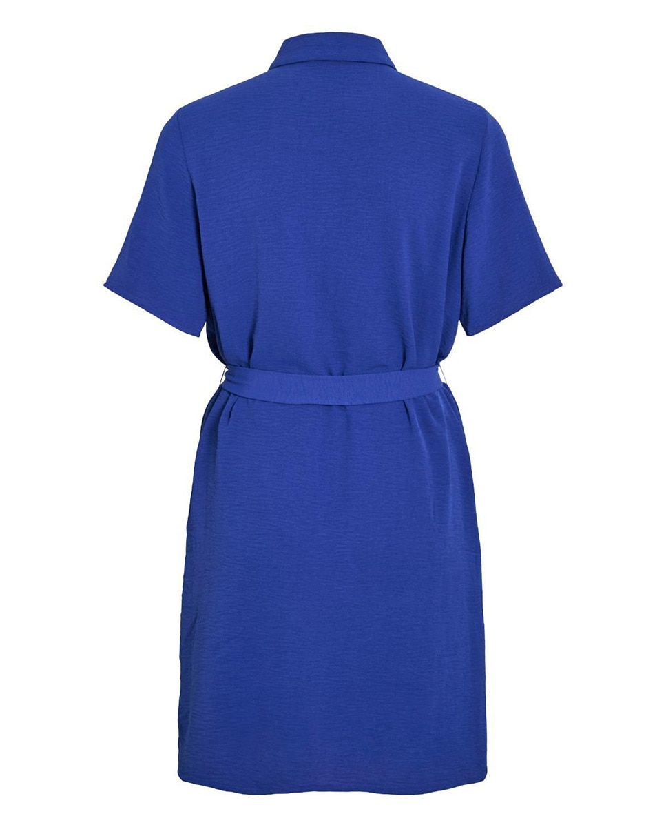 Vestido Camiseiro com Laço Azul-2