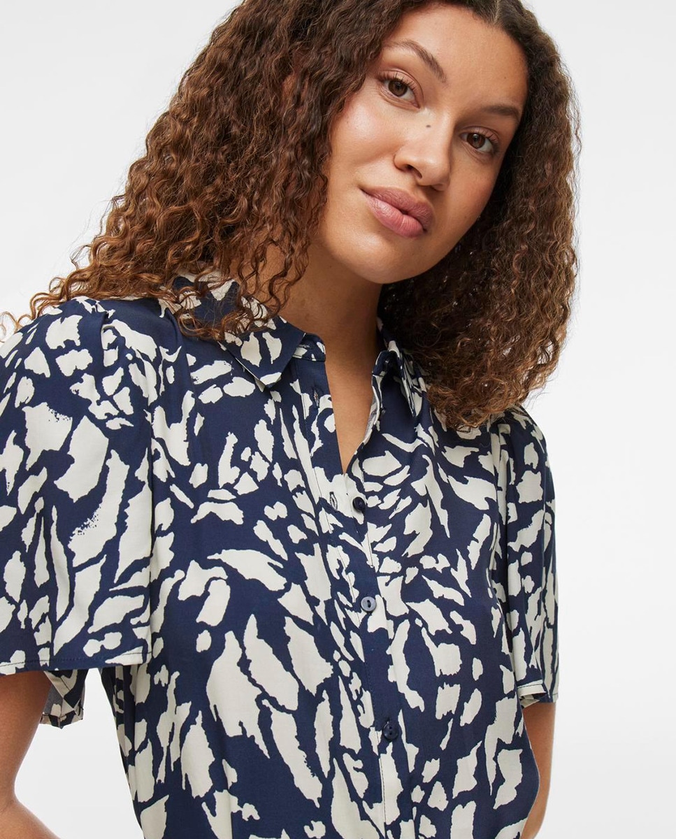 Vestido Camiseiro com Laço Azul-marinho-4