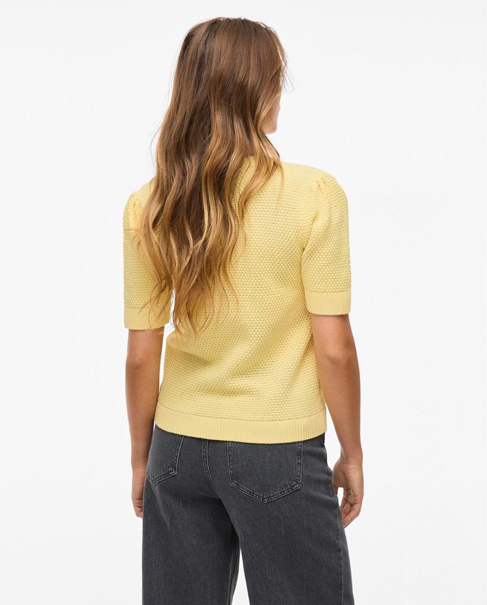 T-shirt de mulher de manga curta e decote redondo Amarelo-2