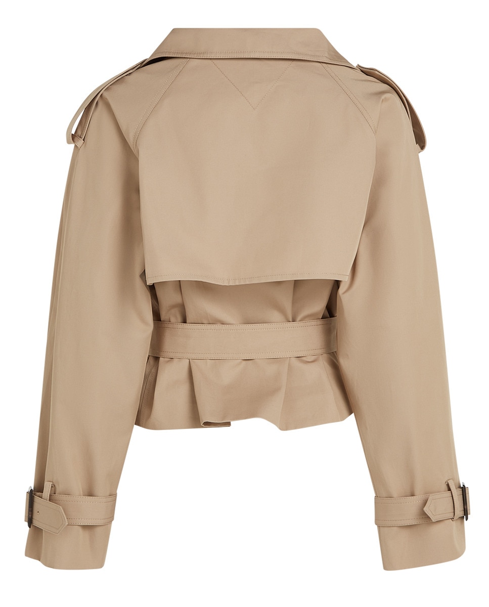 Gabardine curta com cinto Camel-8