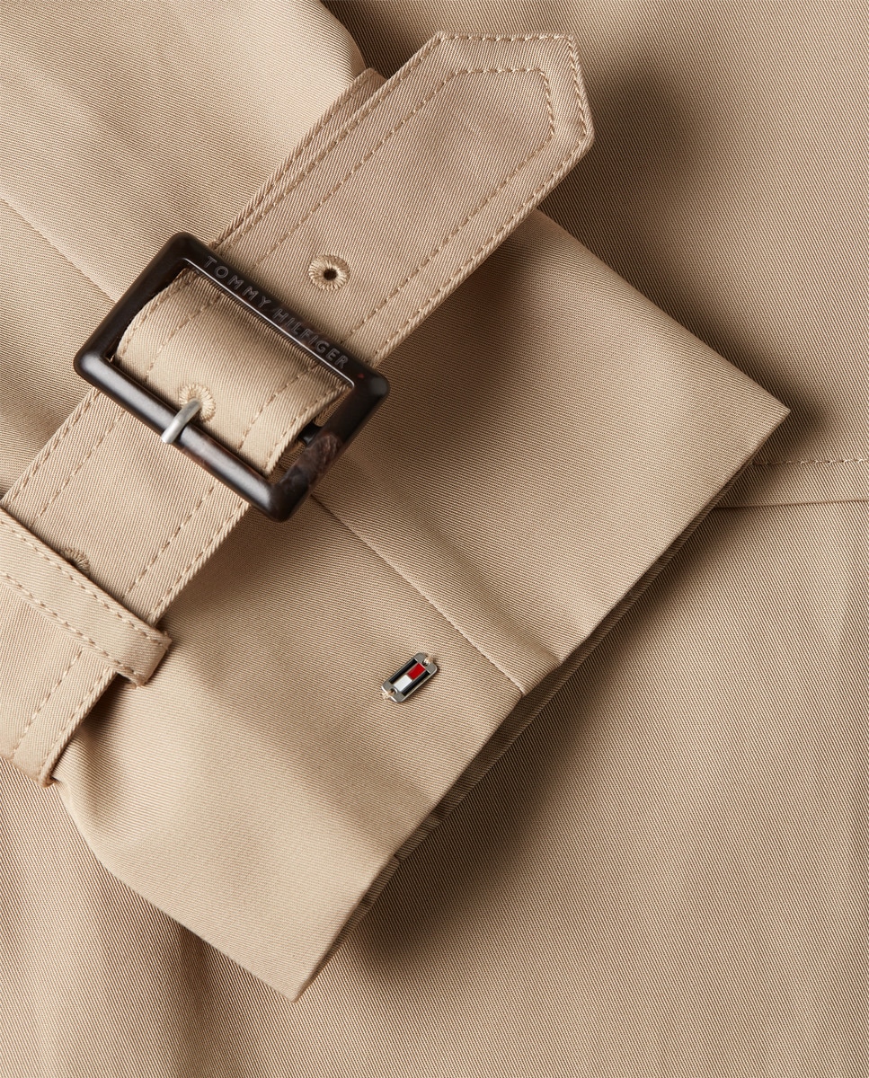 Gabardine curta com cinto Camel-6