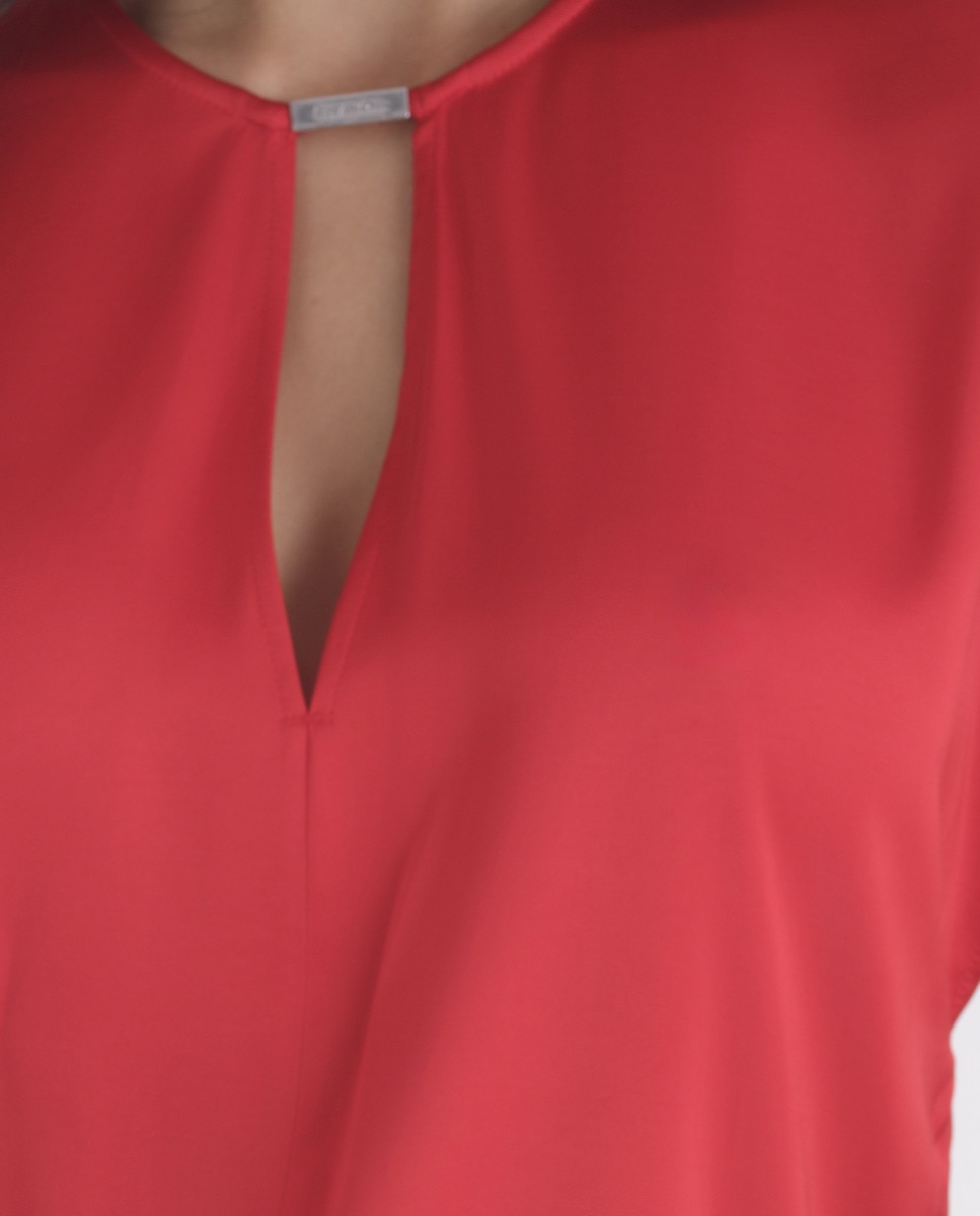 Blusa de mulher com manga curta Vermelho-4