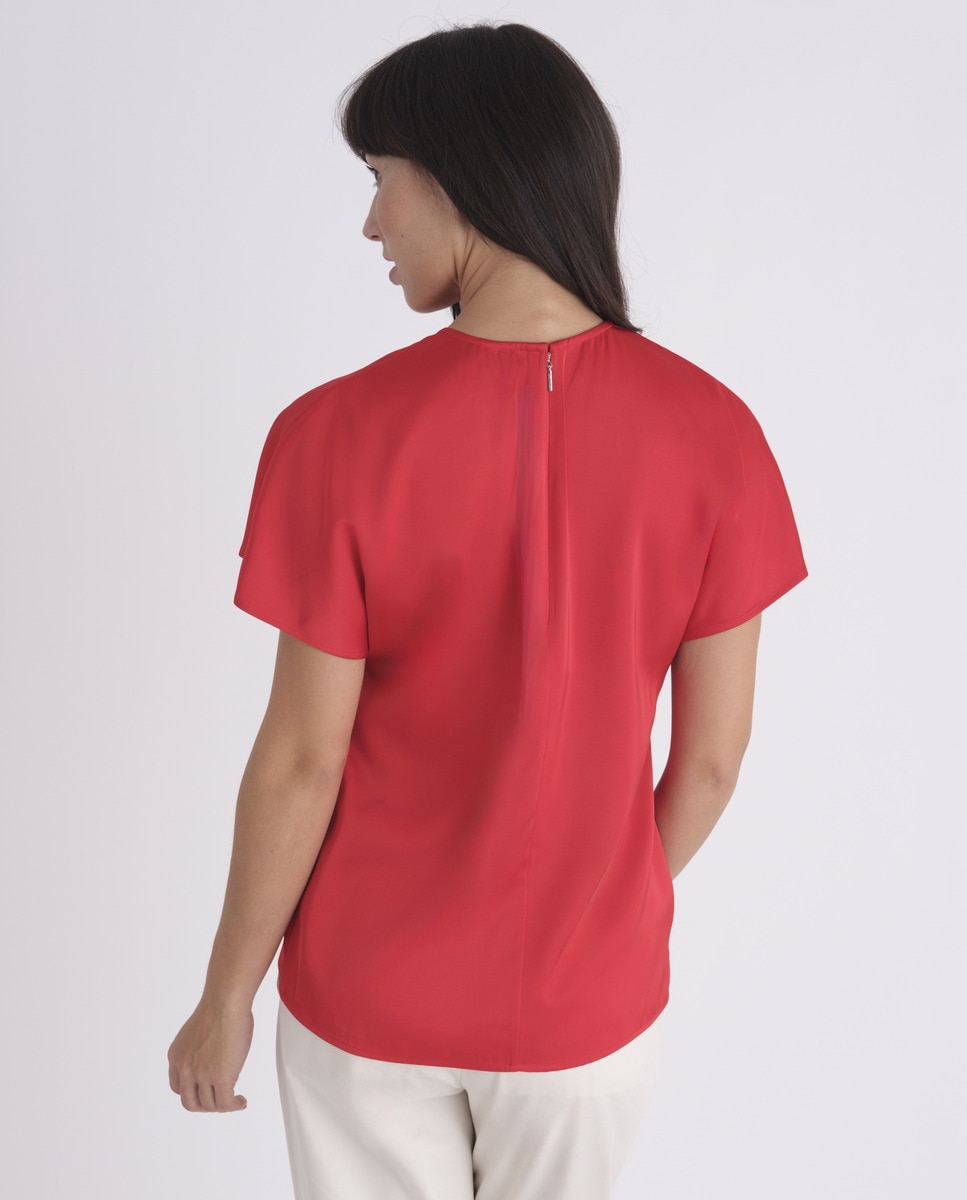 Blusa de mulher com manga curta Vermelho-2
