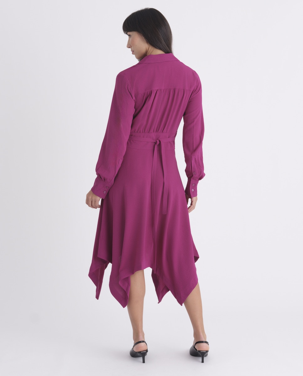 Vestido Cruzado com Manga Comprida Roxo-3