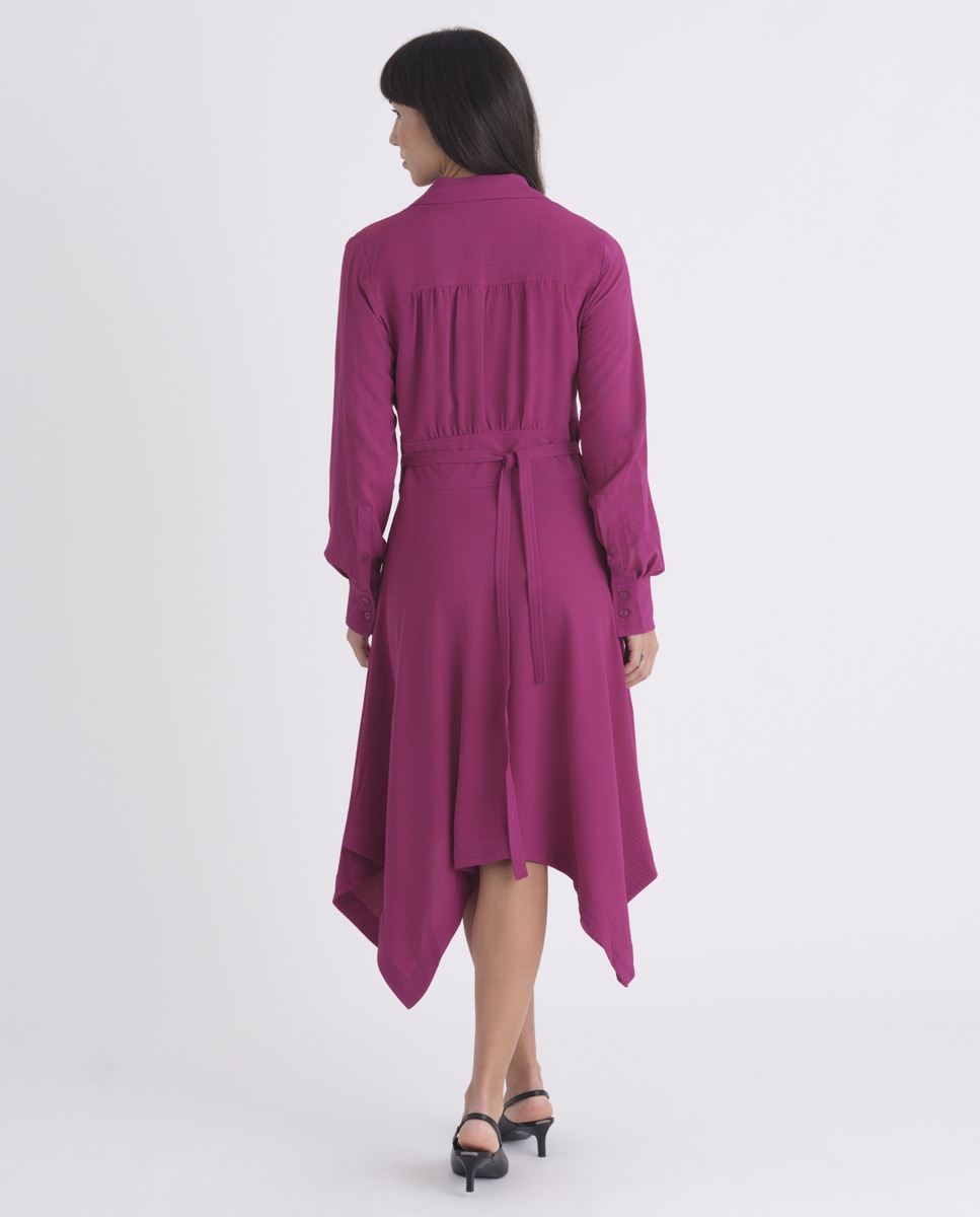 Vestido Cruzado com Manga Comprida Roxo-4