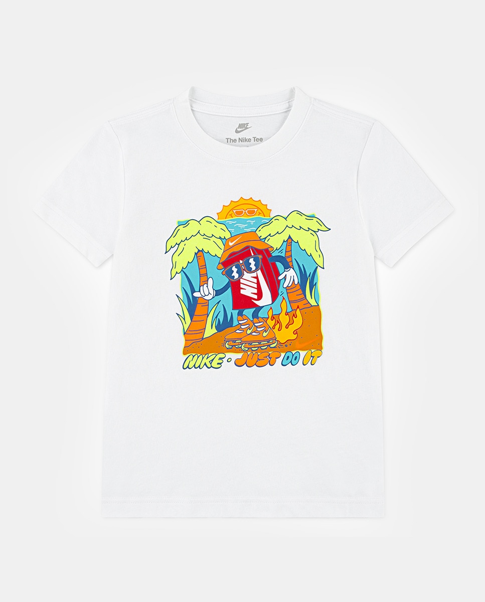 T-shirt de Manga Curta aos Quadrados Branco-1