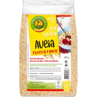 Flocos Finos de Aveia sem Glúten embalagem 400 g - Cem Porcento