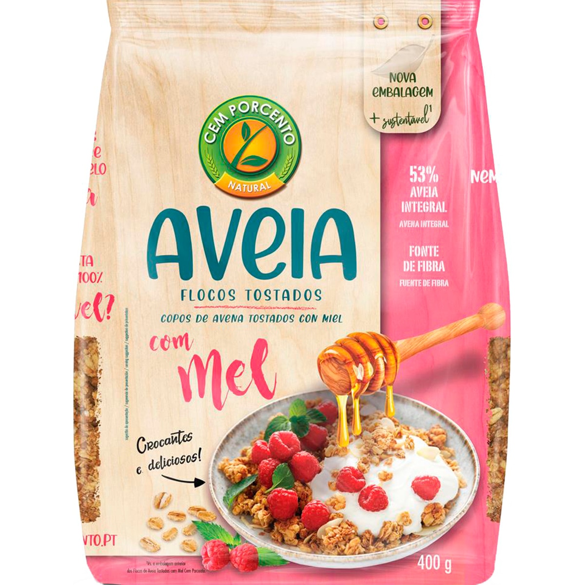 Aveia Flocos Tostados com Mel embalagem 400 g