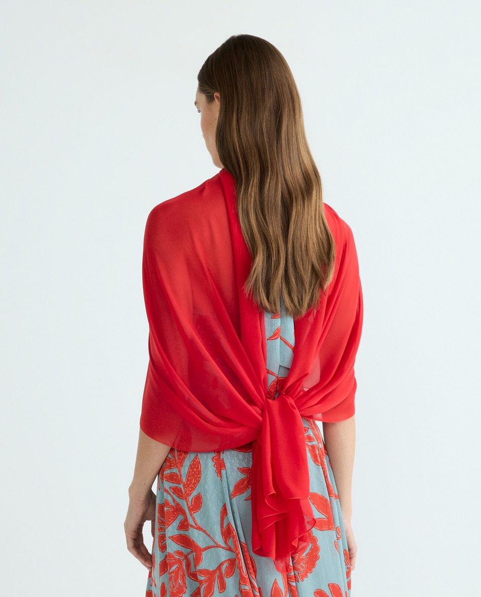 Xaile com Tato de Seda - Cru Vermelho-3
