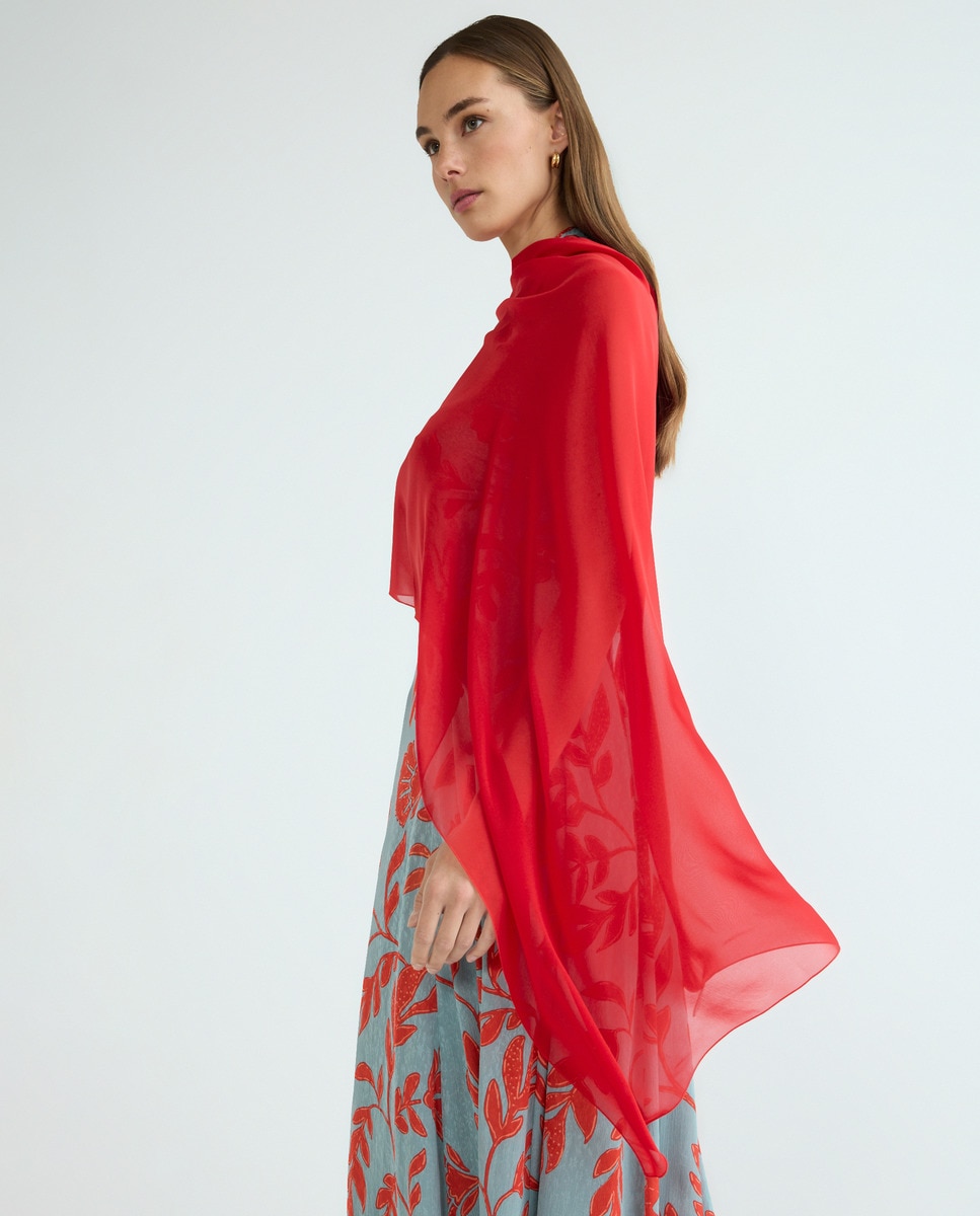 Xaile com Tato de Seda - Cru Vermelho-2