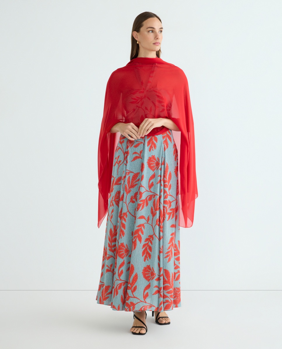 Xaile com Tato de Seda - Cru Vermelho-1
