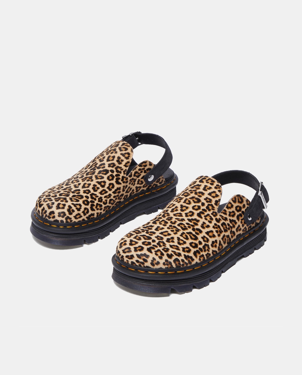 Mules de Plataforma Casual Zebzag de Camurça Bege-3