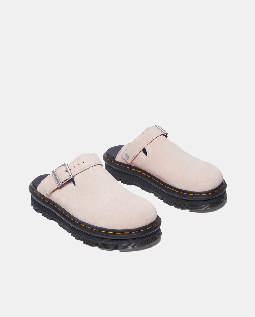 Mules de Plataforma Casual Zebzag de Camurça Rosa pálido-3