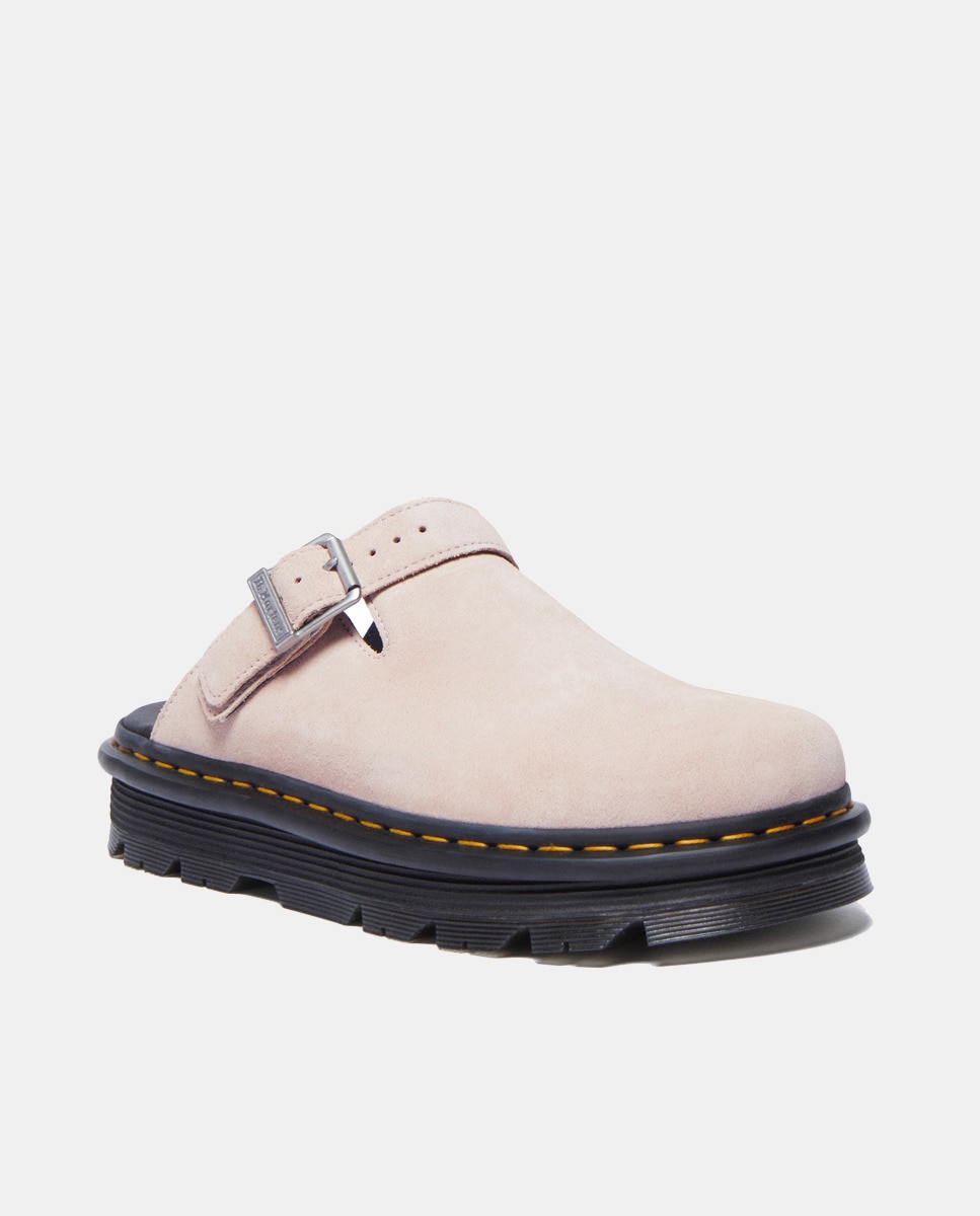 Mules de Plataforma Casual Zebzag de Camurça Rosa pálido-2