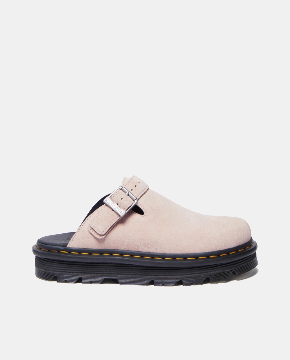 Mules de Plataforma Casual Zebzag de Camurça Rosa pálido-1
