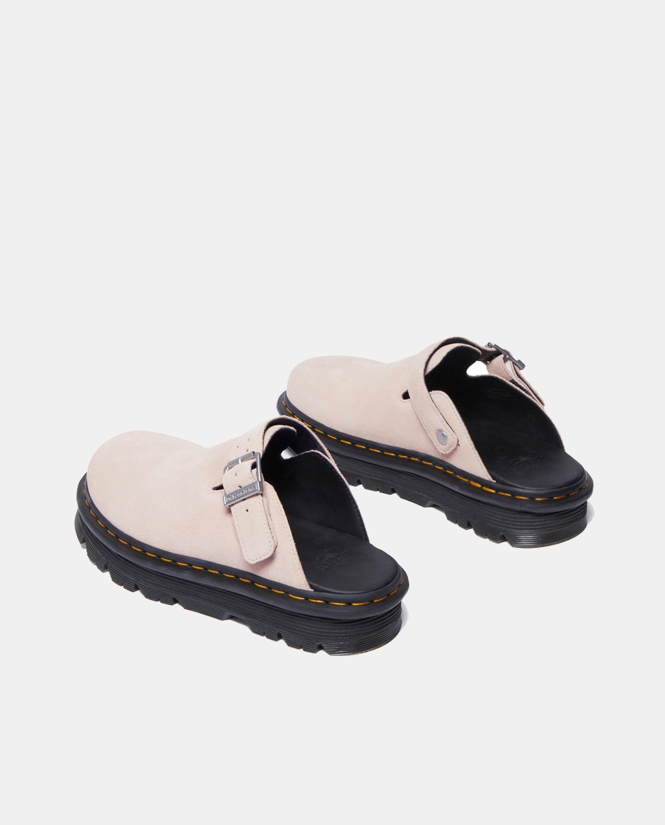 Mules de Plataforma Casual Zebzag de Camurça Rosa pálido-5