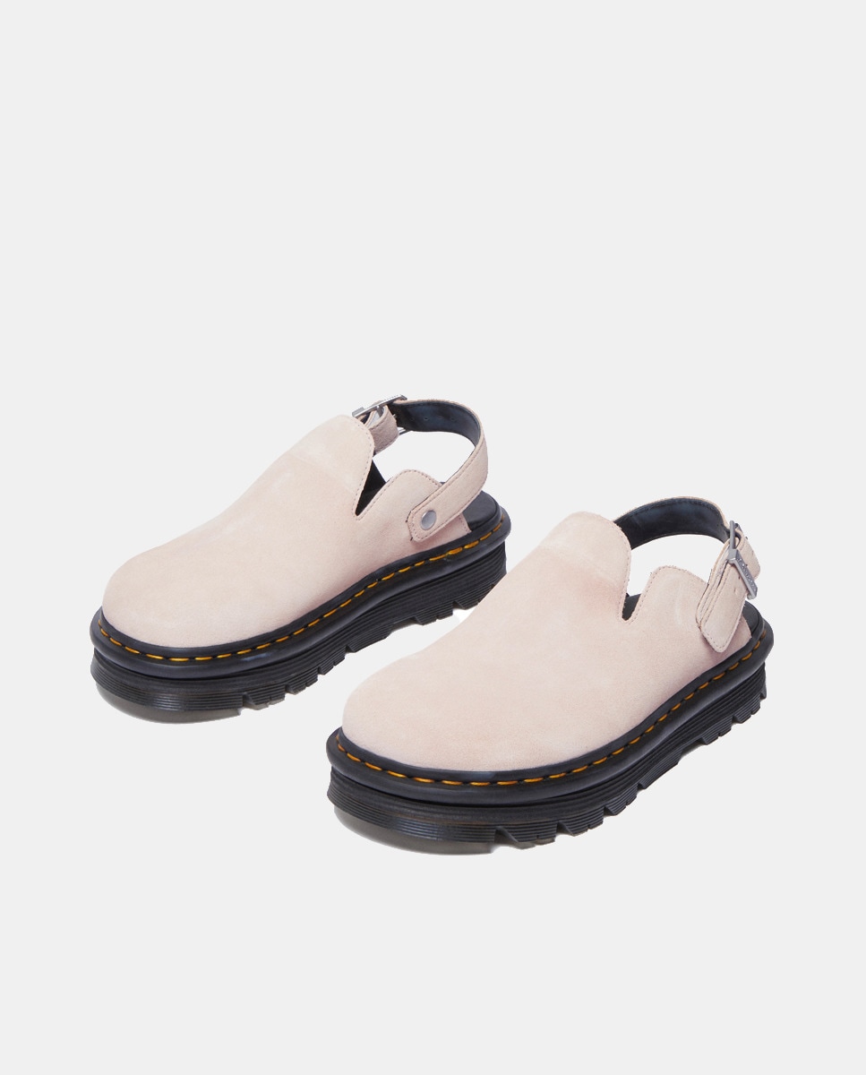 Mules de Plataforma Casual Zebzag de Camurça Rosa pálido-4