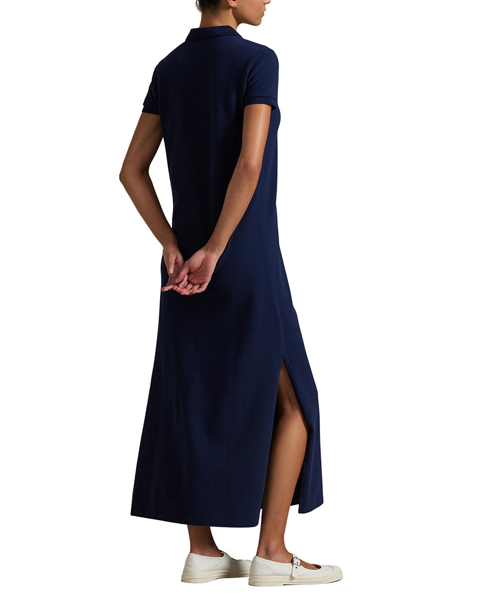Ralph Lauren Vestido Azul Marino Corte Ingles Vestido Midi Manga