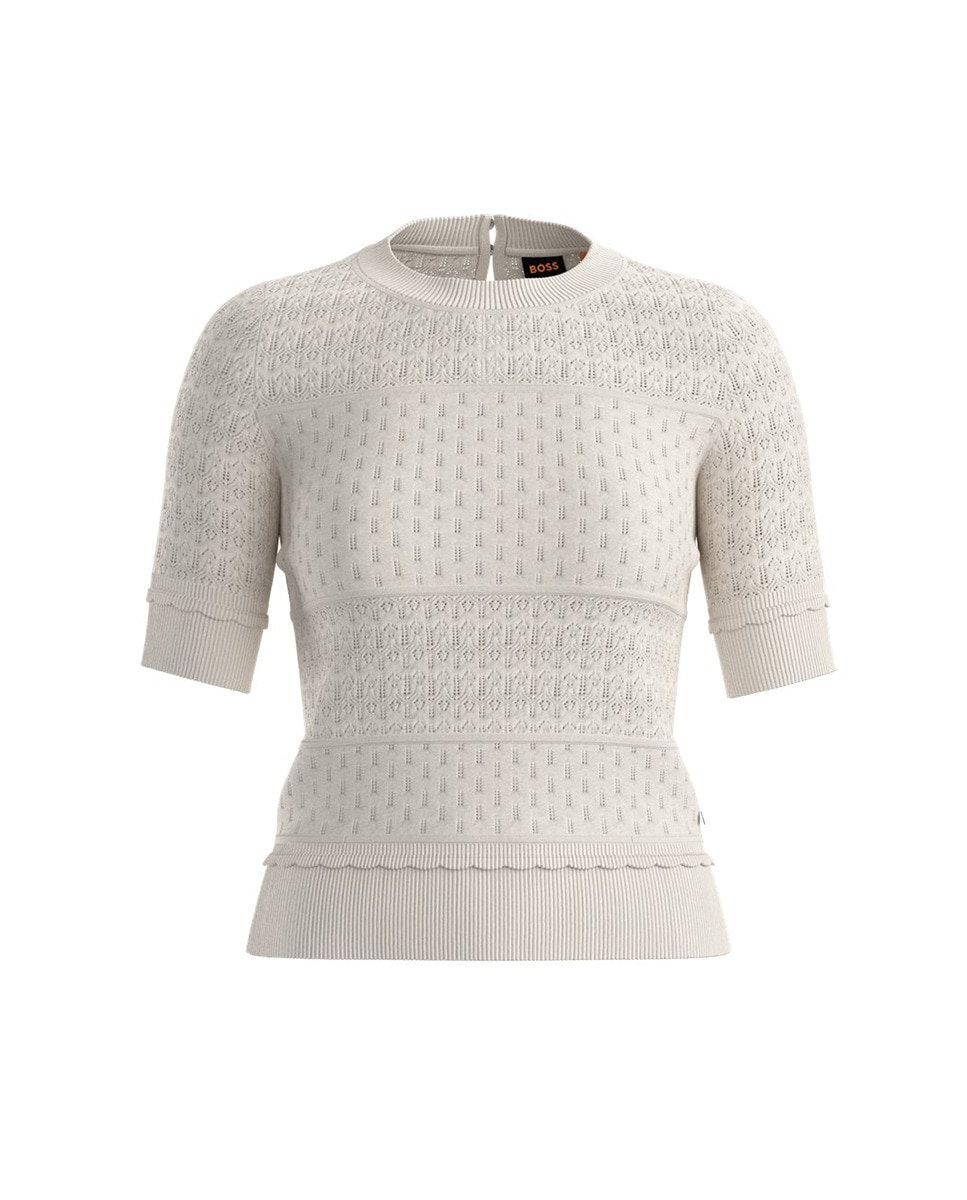 Camisola de Malha com Logótipo de Metal Branco-gelo-1